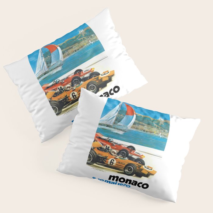 1970 MONACO Grand Prix Racing Poster Pillow Sham