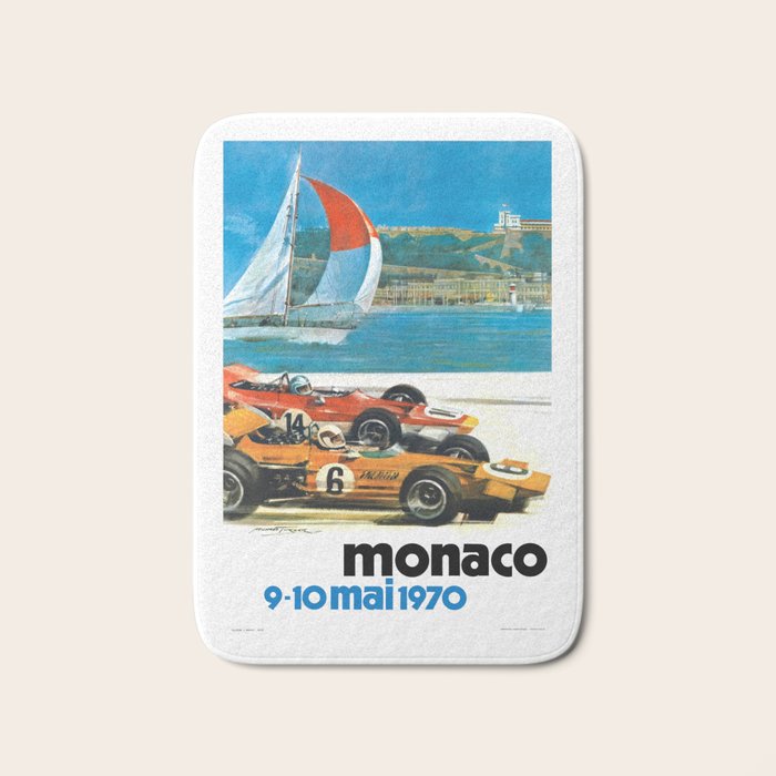 1970 MONACO Grand Prix Racing Poster Bath Mat