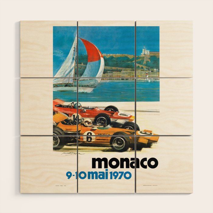 1970 MONACO Grand Prix Racing Poster Wood Wall Art