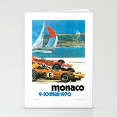 1970 MONACO Grand Prix Racing Poster Stationery Card