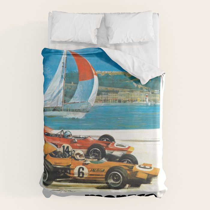 1970 MONACO Grand Prix Racing Poster Duvet Cover