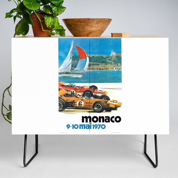 1970 MONACO Grand Prix Racing Poster Credenza