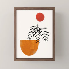Autumn Vine' Minimal Mid Century Abstract Shapes With Floral Plant Motif Boho Vintage Paper Collage Line Drawing Mini Art Print