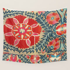 18th Century Suzani Fragment Print Wall Tapestry