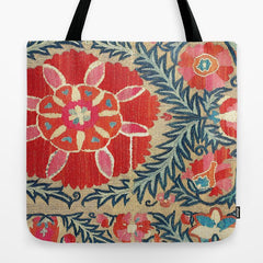 18th Century Suzani Fragment Print Tote Bag