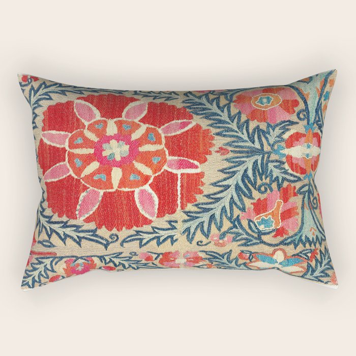 18th Century Suzani Fragment Print Rectangular Pillow