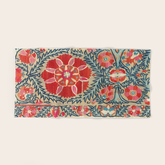 18th Century Suzani Fragment Print Bath Towel