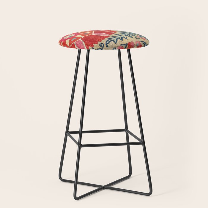 18th Century Suzani Fragment Print Stool