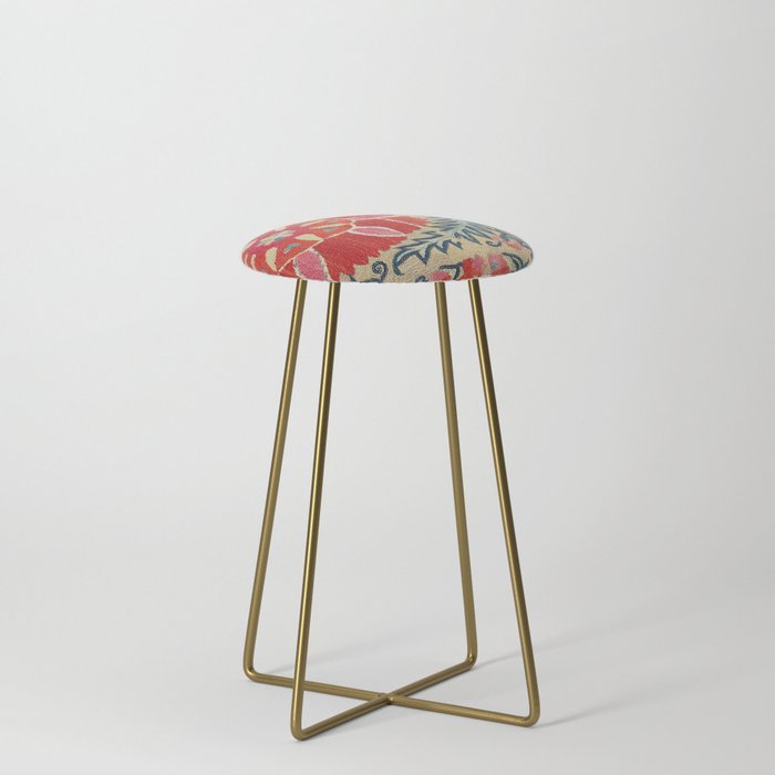 18th Century Suzani Fragment Print Stool