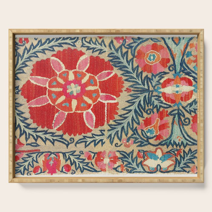 18th Century Suzani Fragment Print Serving Tray