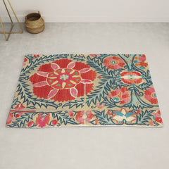 18th Century Suzani Fragment Print Rug