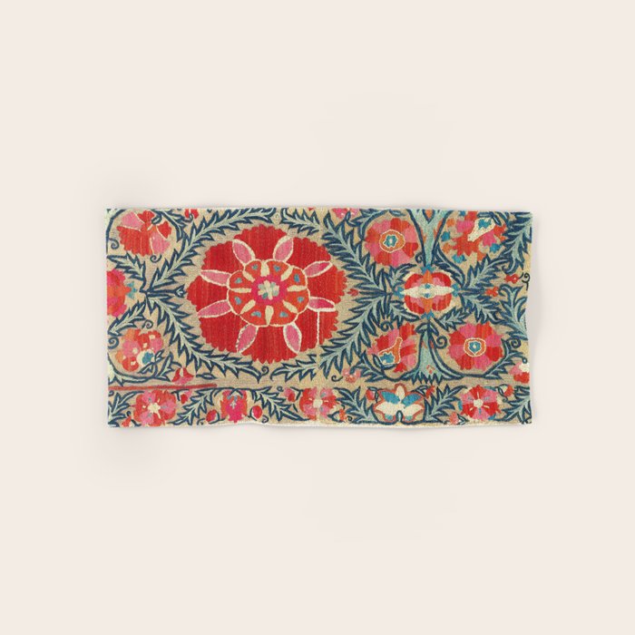 18th Century Suzani Fragment Print Bath Towel