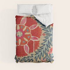 18th Century Suzani Fragment Print Comforter
