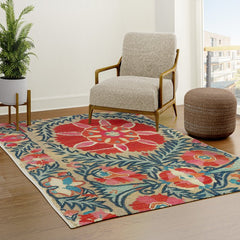 18th Century Suzani Fragment Print Rug