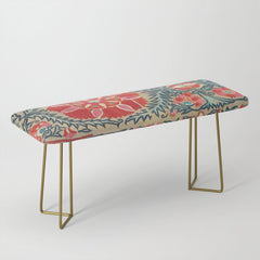 18th Century Suzani Fragment Print Bench