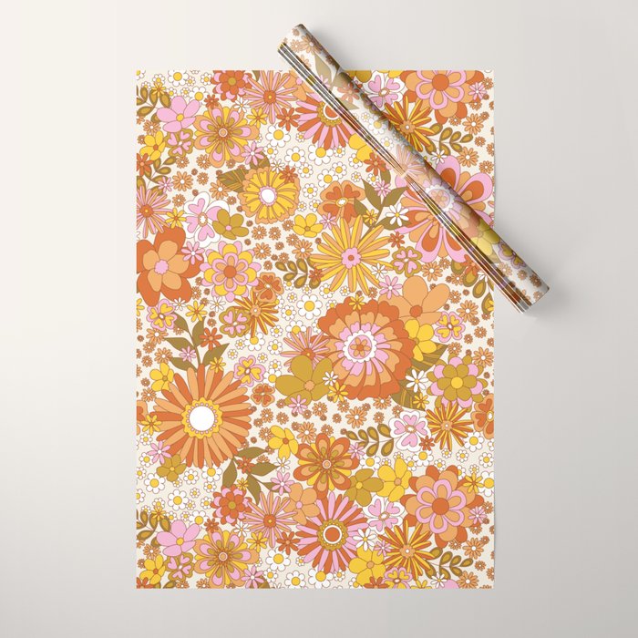 70s Floral Pattern Wrapping Paper