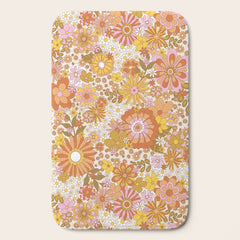 70s Floral Pattern Bath Mat