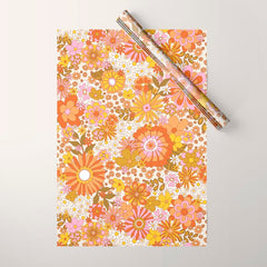 70s Floral Pattern Wrapping Paper
