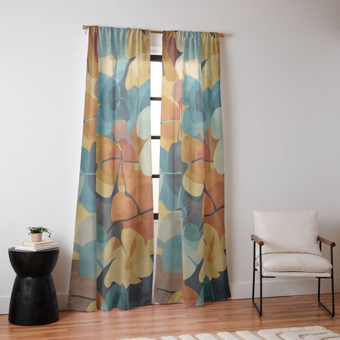 A Floral Palette of Colorful Petals Window Curtain