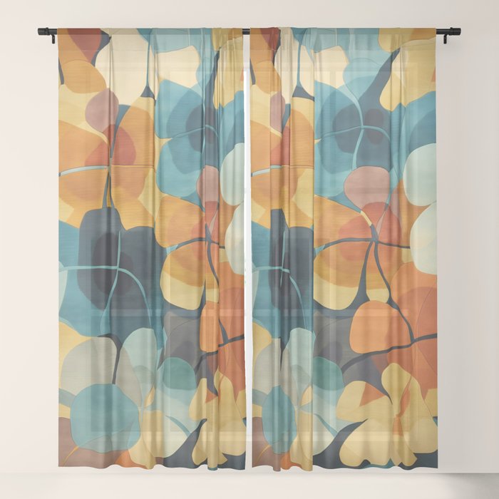 A Floral Palette of Colorful Petals Window Curtain
