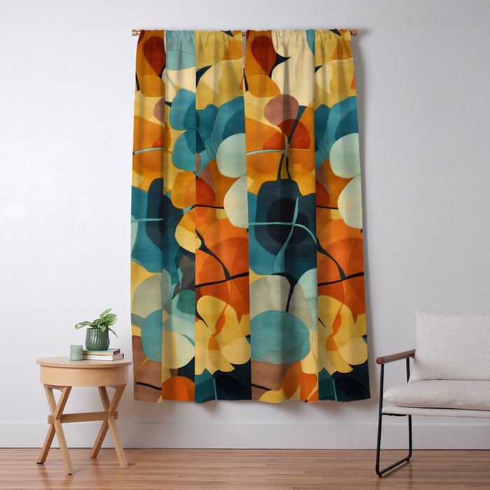 A Floral Palette of Colorful Petals Window Curtain