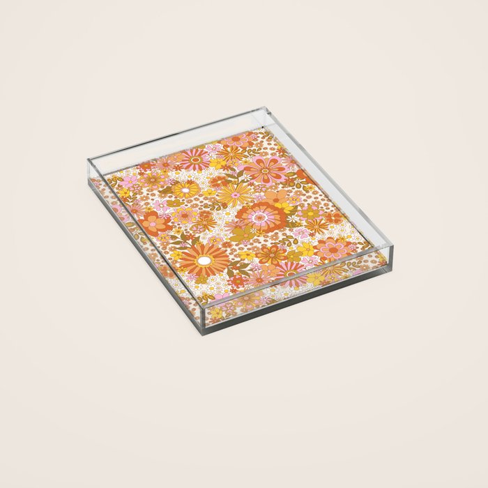 70s Floral Pattern Acrylic Tray