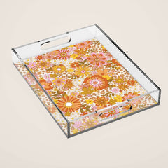 70s Floral Pattern Acrylic Tray