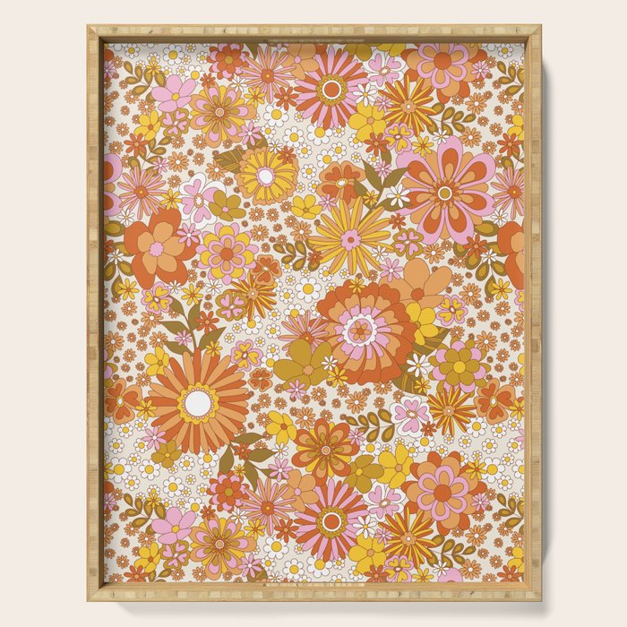 70s Floral Pattern Serving Tray