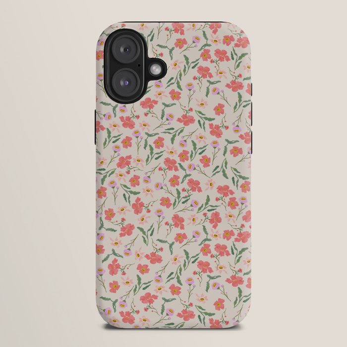 A breath of fresh air - A seamless floral pattern in pinks and reds iPhone Case