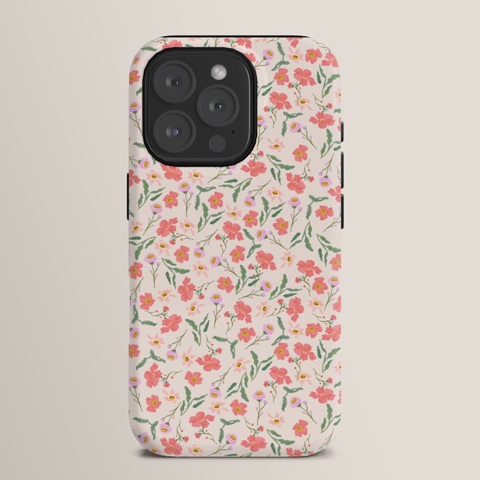 A breath of fresh air - A seamless floral pattern in pinks and reds iPhone Case