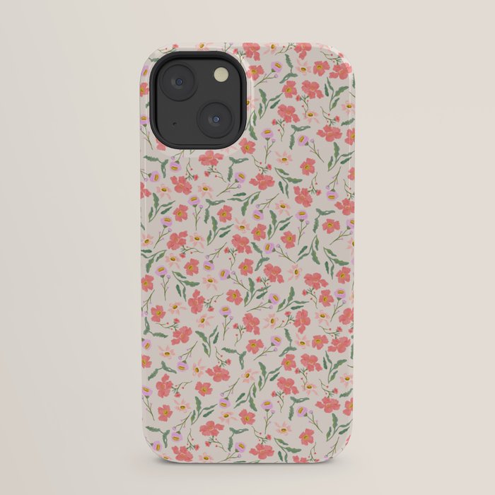 A breath of fresh air - A seamless floral pattern in pinks and reds iPhone Case