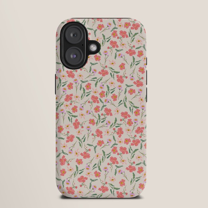 A breath of fresh air - A seamless floral pattern in pinks and reds iPhone Case