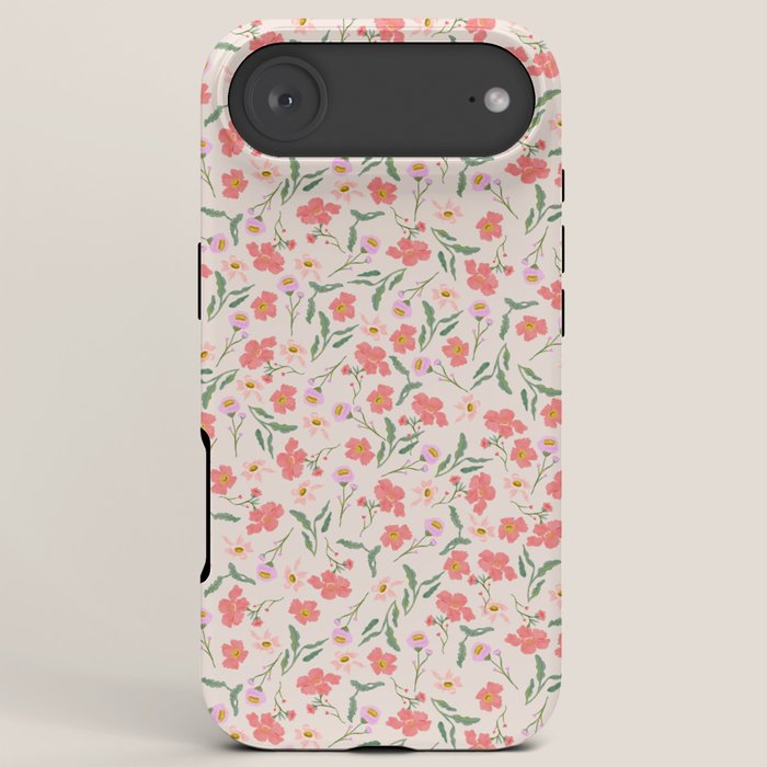 A breath of fresh air - A seamless floral pattern in pinks and reds iPhone Case