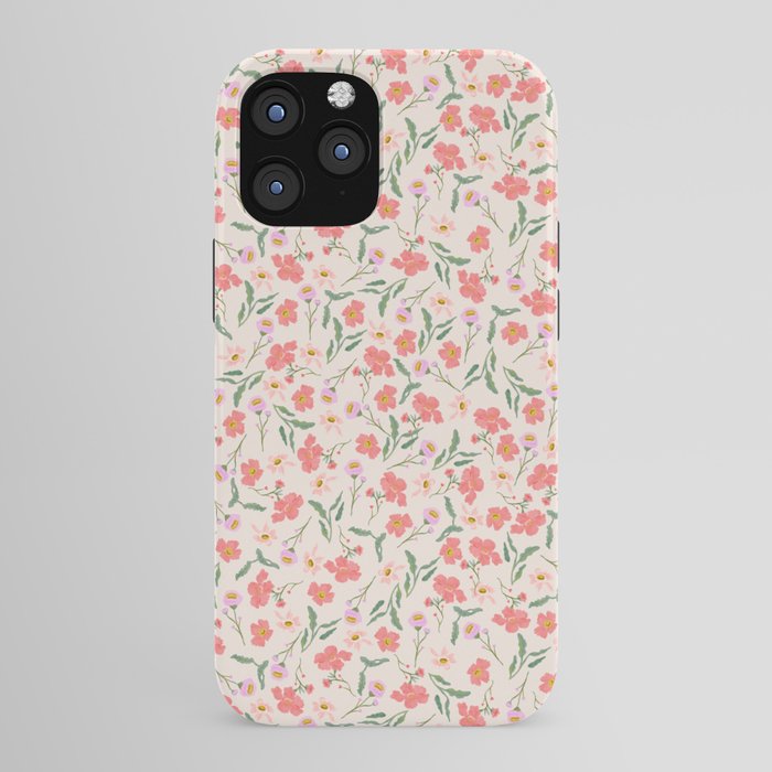 A breath of fresh air - A seamless floral pattern in pinks and reds iPhone Case