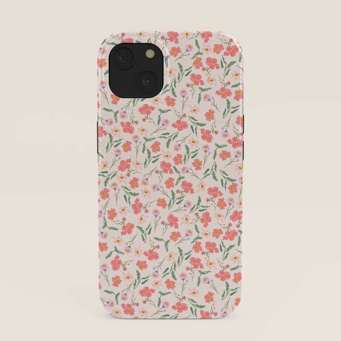 A breath of fresh air - A seamless floral pattern in pinks and reds iPhone Case