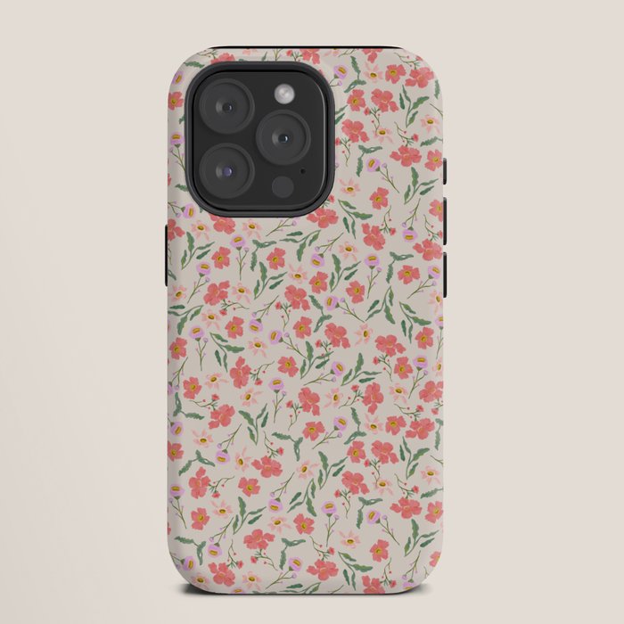 A breath of fresh air - A seamless floral pattern in pinks and reds iPhone Case