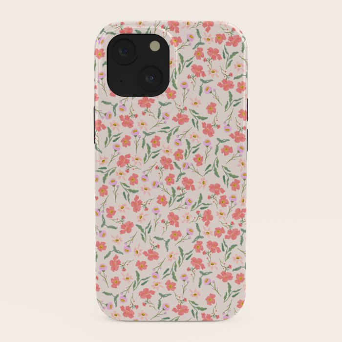 A breath of fresh air - A seamless floral pattern in pinks and reds iPhone Case