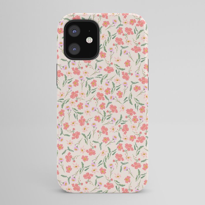 A breath of fresh air - A seamless floral pattern in pinks and reds iPhone Case