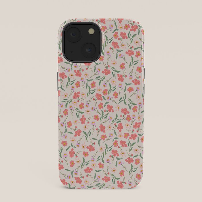 A breath of fresh air - A seamless floral pattern in pinks and reds iPhone Case