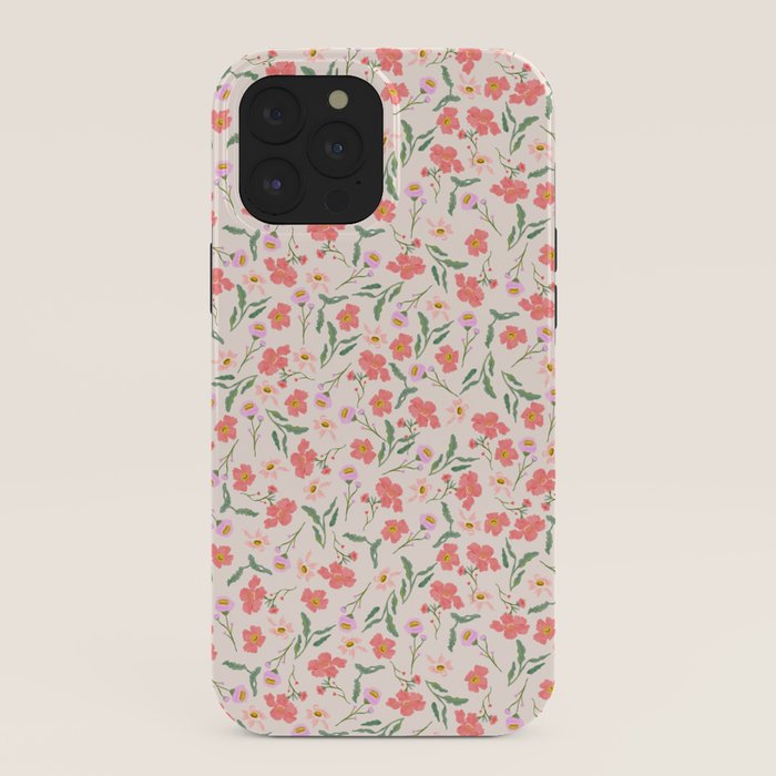 A breath of fresh air - A seamless floral pattern in pinks and reds iPhone Case