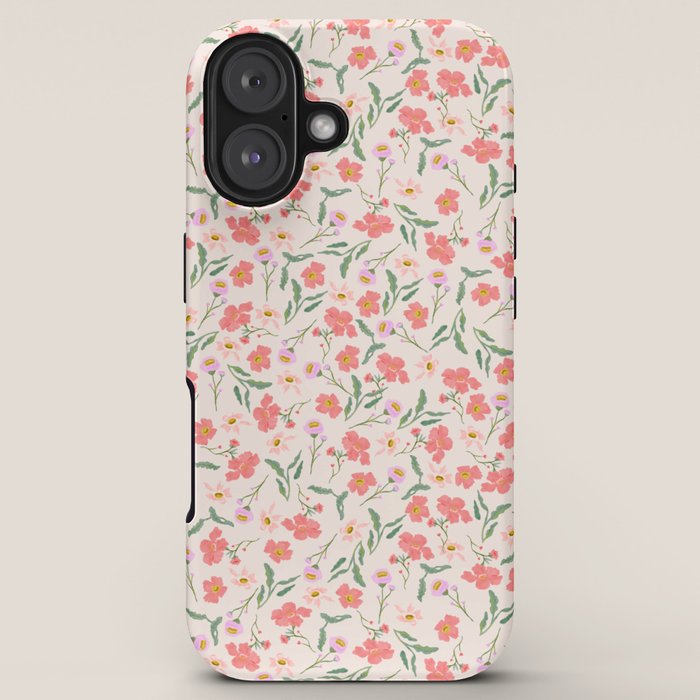 A breath of fresh air - A seamless floral pattern in pinks and reds iPhone Case