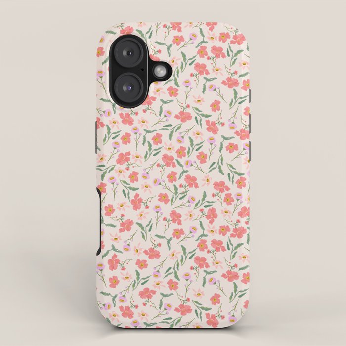 A breath of fresh air - A seamless floral pattern in pinks and reds iPhone Case