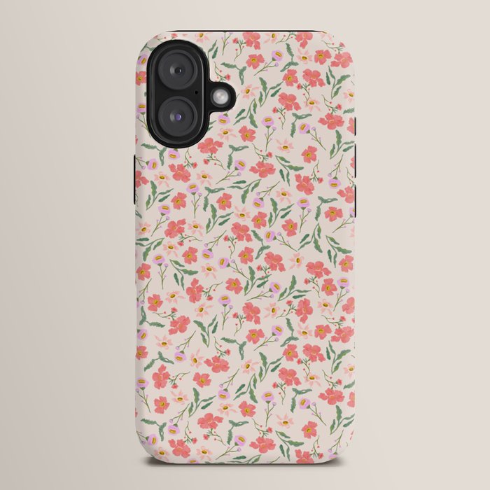A breath of fresh air - A seamless floral pattern in pinks and reds iPhone Case