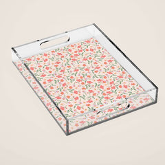 A breath of fresh air - A seamless floral pattern in pinks and reds Acrylic Tray