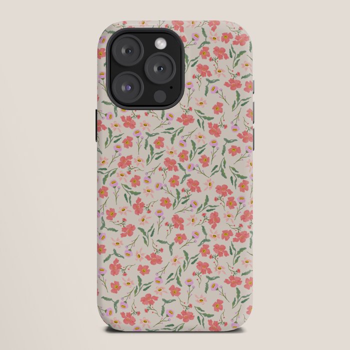 A breath of fresh air - A seamless floral pattern in pinks and reds iPhone Case
