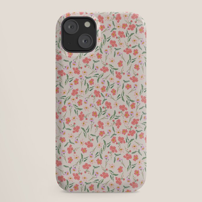 A breath of fresh air - A seamless floral pattern in pinks and reds iPhone Case