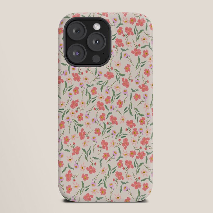 A breath of fresh air - A seamless floral pattern in pinks and reds iPhone Case