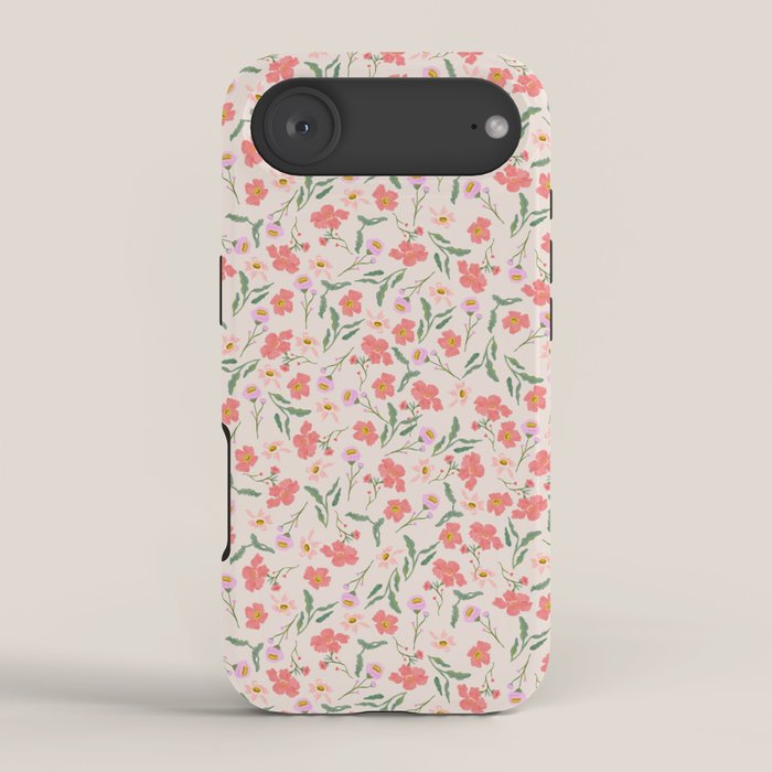 A breath of fresh air - A seamless floral pattern in pinks and reds iPhone Case
