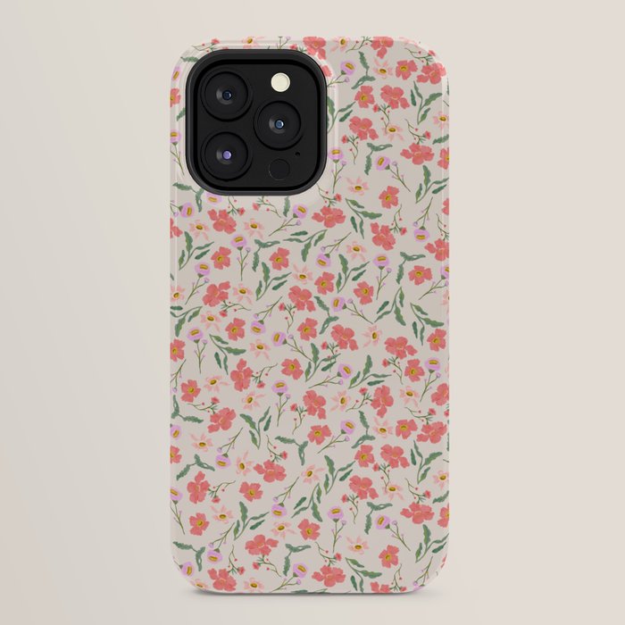 A breath of fresh air - A seamless floral pattern in pinks and reds iPhone Case