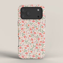 A breath of fresh air - A seamless floral pattern in pinks and reds iPhone Case